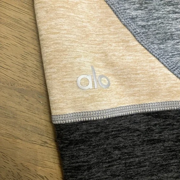 Alo Yoga Sheila Alosoft Gray Tan Womens Medium High-Rise Workout Gym Leggings - Picture 4 of 9